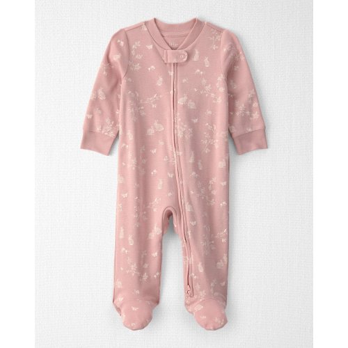 Baby Girl Organic Cotton Sleep & Play Pajama in Pink Bunnies - Little Planet | Carter's