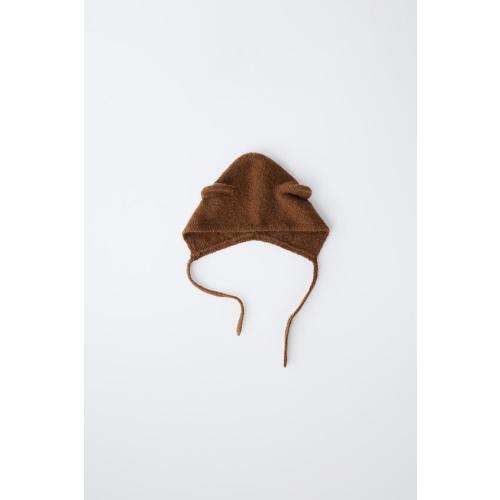 KNIT BEAR EAR BONNET - Brown | ZARA United States