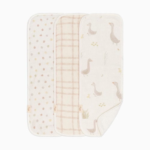 Crane Baby Cotton Muslin and Terry Burp Cloth Set (3 Pack) - Charlie Goose