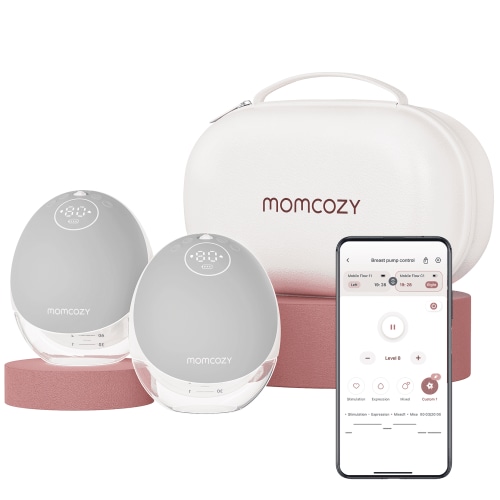 Momcozy Breast Pump Hands Free Mobile Flow | M9, App Discreet Wireless Breast Pump M9, Independent Breastmilk Storage, 2 Pack, Gray HSA/FSA Eligible