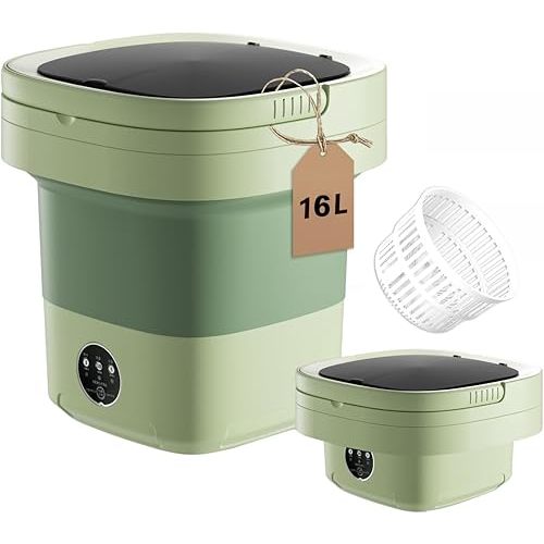 Lavadora portátil, gran capacidad de 16 litros, limpieza para ropa interior, ropa de bebé, camisas, pequeñas delicadas. Combo de mini lavadora y secadora plegable para apartamento, hotel, campamento