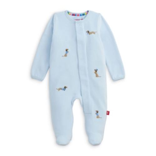 Boys Embroidery Dogs Blue Footie - Baby