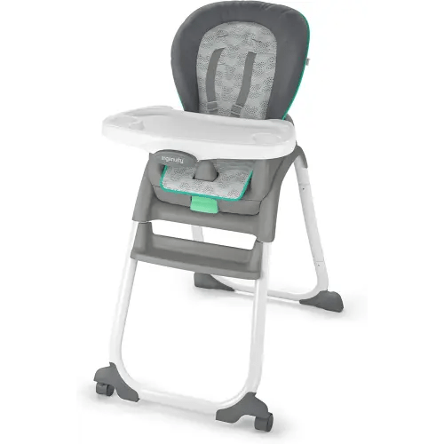 Ingenuity Full Course 6-in-1 High Chair - Baby to 5 Years Old, 6 Convertible Modes, 2 Dishwasher Safe Trays - Astro