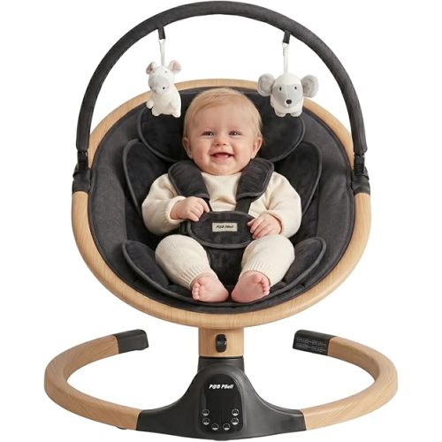 Baby Swings for Infants, Infant Swing, 3 Seat Positions, 5 Point Harness Belt, 5 Speeds and Remote Control - Portable Baby Swing for Indoor and Outdoor