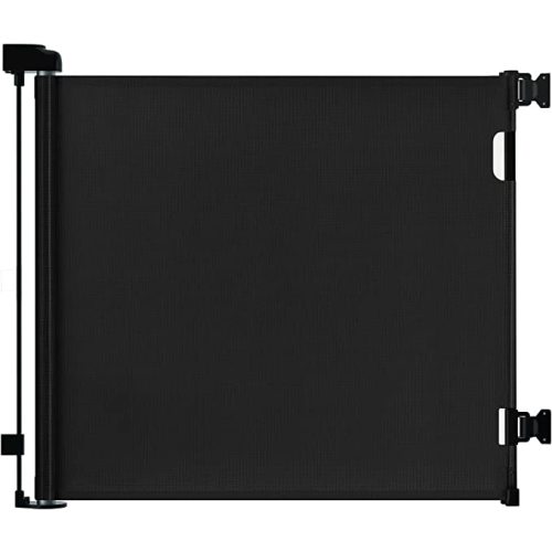Punch-Free Install Retractable Baby Gate,Mesh Baby Gate or Mesh Dog Gate,33" Tall,Extends up to 55" Wide,Child Safety Gate for Doorways, Stairs, Hallways, Indoor/Outdoor（Black,33"x55"） - Punch-Free 33x56 Inch