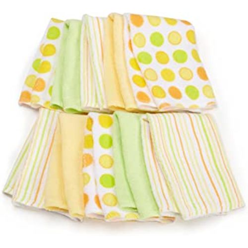 Spasilk Washcloth Wipes Set for Newborn Boys and Girls, Soft Terry Washcloth Set, Pack of 10, Yellow Dots