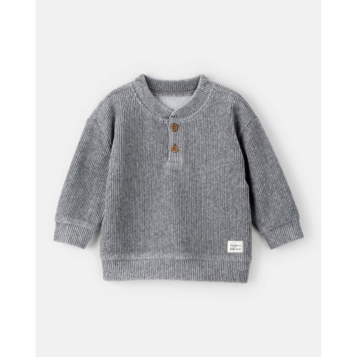 Baby Boy Ribbed Velour Pullover Sweatshirt - Grey - Carter's | Carter's