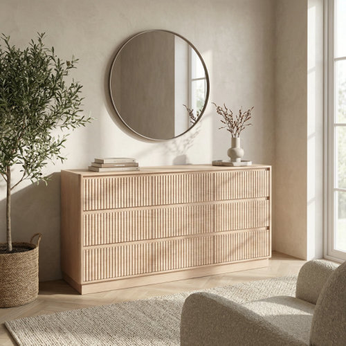 Corrigan Studio® Modern Nine-Drawer Storage Dresser with Wave Design and Large Capacity for Bedroom Organization and TV Stand Use | Wayfair
