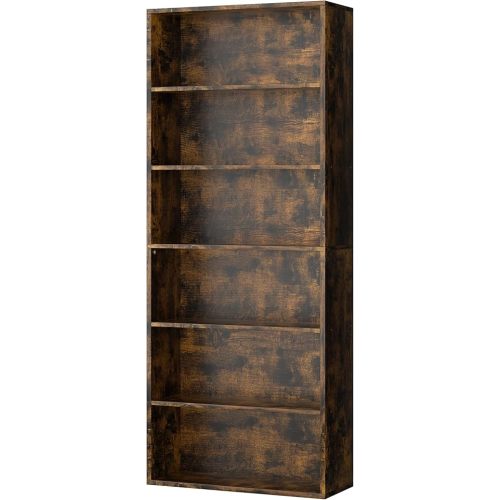 Shintenchi Bookshelf,6-Tier Open Bookcase and Bookshelves,6 Shelf Display Storage Shelves Floor Standing 70.6 inches Tall Bookcase for Home Office, Living Room (Brown)