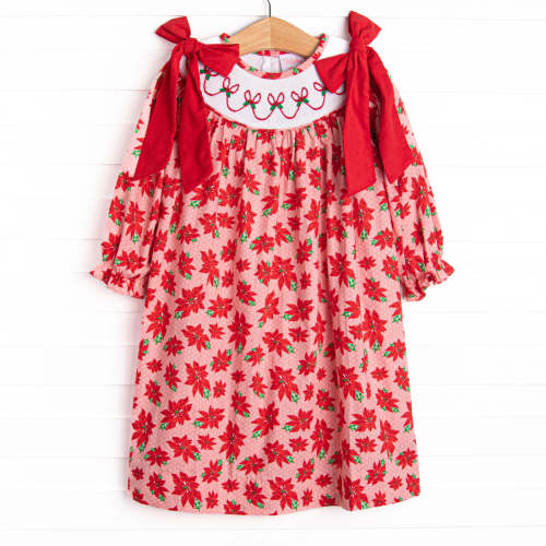 Poinsettia Promise Smocked Bishop Dress, Red – Stitchy Fish