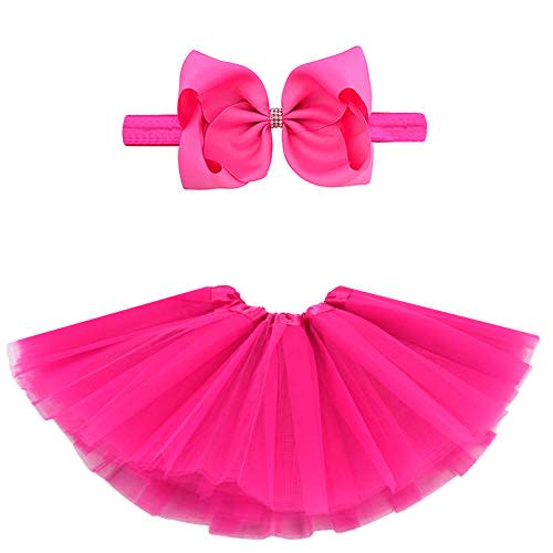BGFKS 5 Layered Toddlers Tulle Tutu Skirt for Girls with Headband for Baby Girl 0 to 36 Months
