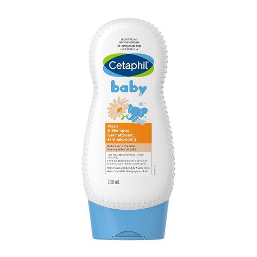 Cetaphil Nettoyant et shampoing pour bébé au calendula bio, n’irrite pas les yeux, sans parabènes, sans colorants, sans huiles minérales, 230 ml