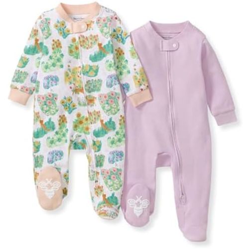 Burt's Bees Baby Girls' Organic Cotton Sleep and Play Footed Pajamas