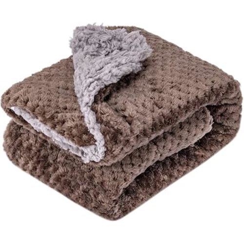 Fuzzy Sherpa Reversible Blanket for Baby, Soft Warm Cozy Coral Fleece Toddler, Infant or Newborn Reversible Blanket for Crib, Stroller, Travel, 30”×40”, Eagle Grey