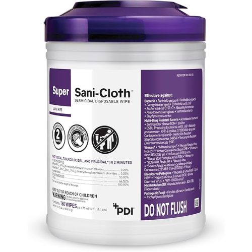 Professional Disposables Surface Disinfectant Super Sani-Cloth Wipes, 160Count