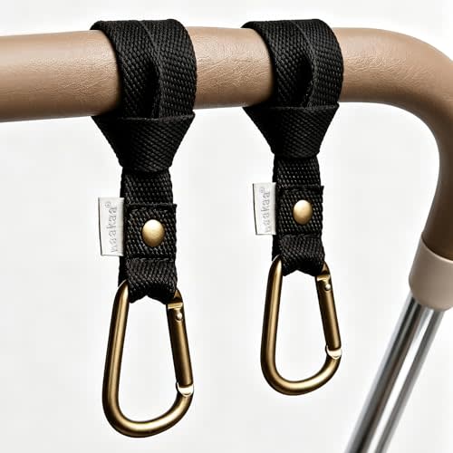 haakaa Baby Stroller Hooks for Bags, Black(2 Pack)- Simple to Use, Non-Slip | Universal Stroller Straps and Hooks, One-Hand Opening, Multipurpose Hooks for Diaper Bags, Backpacks, Bikes & Shopping Carts