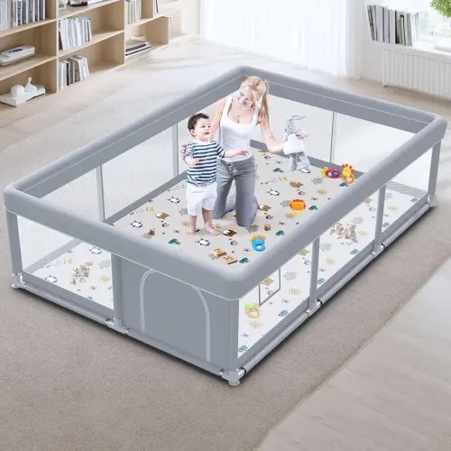 Baby Playpen 74"x50" with Mat Play Pens for Babies and Toddlers, Large Play Yards for Indoor & Outdoor with Zipper Gates