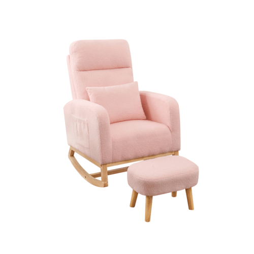 Levede Rocking Chair Pink With Cushion & Stool