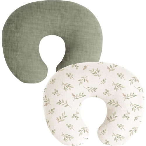 Coreeky 2 Pack Baby Muslin Nursing Pillow Covers for Breastfeeding