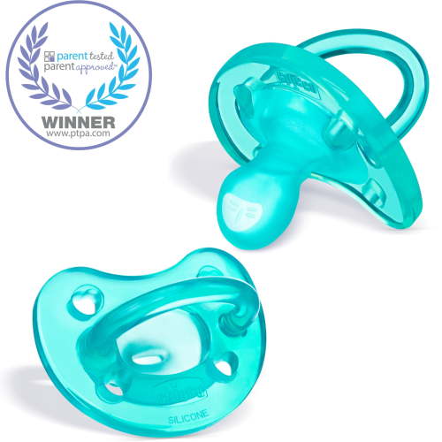 Chicco PhysioForma® Orthodontic One-Piece Silicone Pacifier, 2-Pack, 6-16m - Teal, New