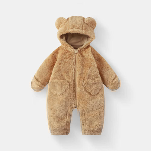 Baby Bear Hooded Fleece Romper