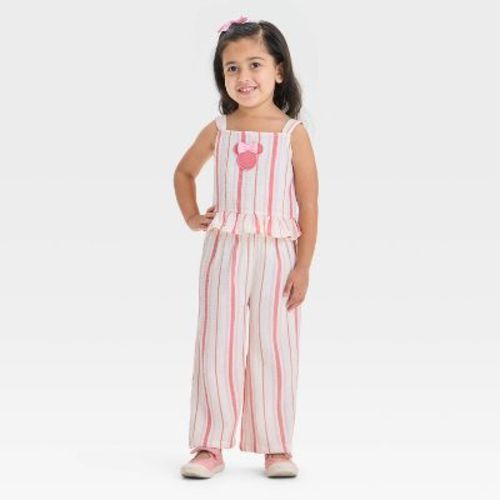 Toddler Girls' 2pc Disney Minnie Mouse Striped Top & Pants Set - Pink 2T