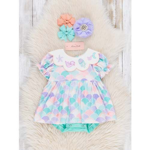 Embroidered Mermaid Life Ruffle Bubble