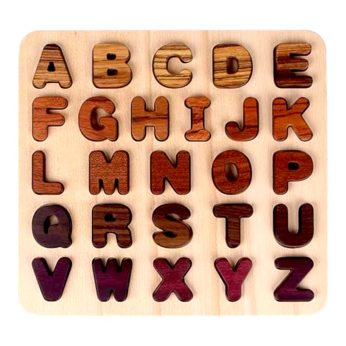 Natural Wooden Alphabet & Numbers Puzzle – Uppercase, Lowercase & Math Options