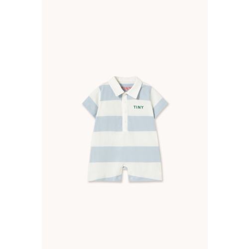 STRIPES KNIT POLO ONE-PIECE washed blue | TINY