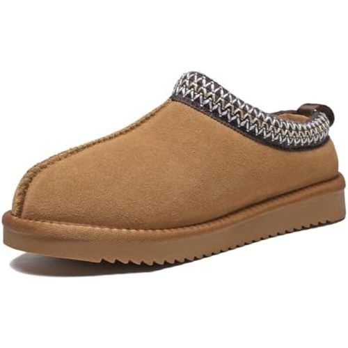 Women's Slippers Genuine Suede Platform Mini Boots Mens Faux Fur Warm Lining Winter Mules Cozy Warm House Shoes Indoor and Outdoor