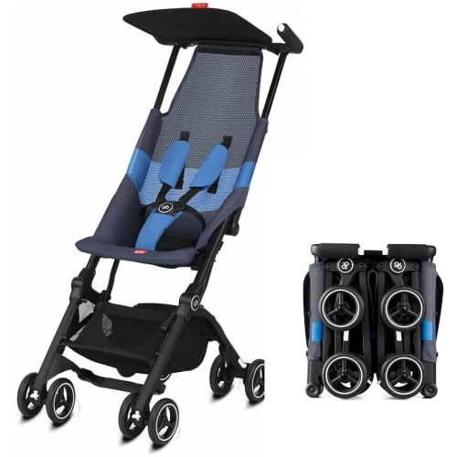 gb Pockit Air All Terrain Ultra Compact Lightweight Travel Stroller with Breathable Fabric in Night Blue, 28x17.5x39.8 Inch (Pack of 1)