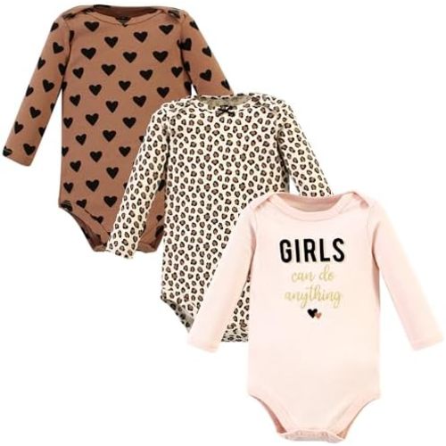 Hudson Baby Baby Girls' Cotton Long-sleeve Bodysuits 3-pack