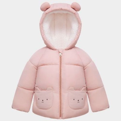 Rokka&Rolla Toddler Girls' Borg Lined Puffer Coat Infant Jacket-Pink, size 12-18 Months