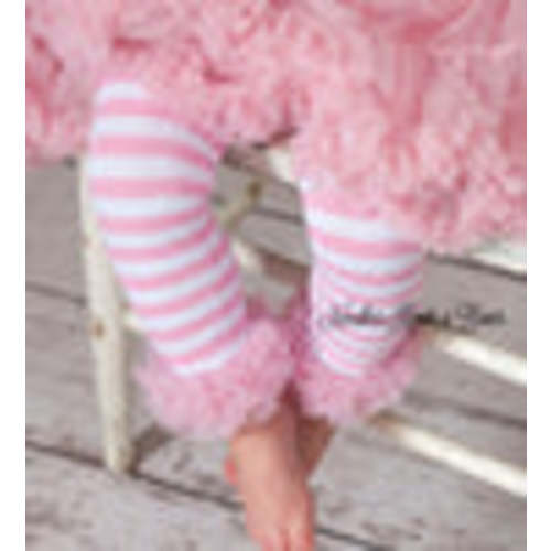 Pink & White Striped Ruffled Leg Warmers, Baby Toddler