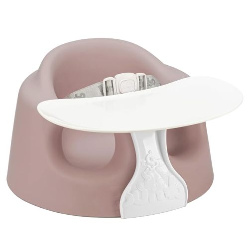 Bumbo Baby Soft Foam Floor Seat PLUS+ w/ Tray, 3 to 12 Months, Sonoran Rose