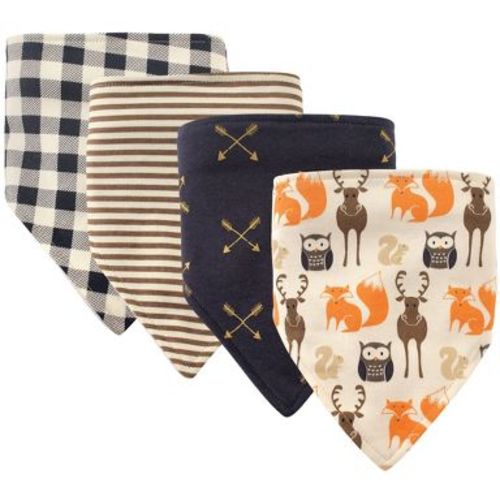 Hudson Baby Infant Boy Cotton Bandana Bibs 4pk, Forest, One Size
