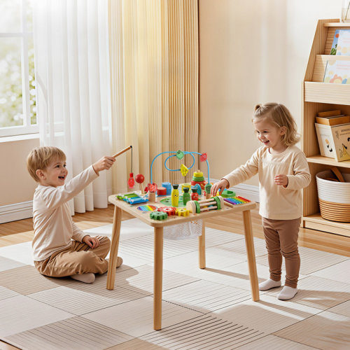 VEVOR Montessori Activity Table for Toddler 1-3 Years Old, 13 in 1 Wooden Learn Activity Desk, Baby Play Table for Boys & Girls Aged 6+ Months, Great Birthday, Christmas, Children's Day Present & Reviews | Wayfair
