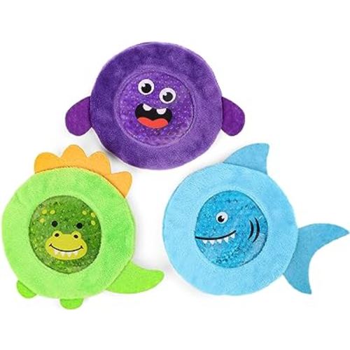 LotFancy Kids Ice Packs for Boo Boos, 3 Pack, Reusable Hot Cold Packs with Cute Plush Sleeves, Small Round Gel Beads Pads for Injuries, Headache, Fever, Wisdom Teeth, Pain Relief, 4.75”