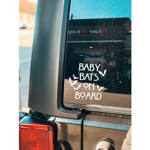 Baby Bats on Board Vinyl Sticker, Bats Decal, Spooky Mom, Spooky Decals, alternative mom, goth mom gift, goth gift for mom, goth in training