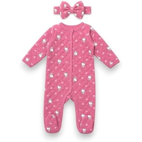 Hello Kitty Officially Licensed Baby Girls Onesie Romper, One Piece Baby Girl Clothes with Snap Button