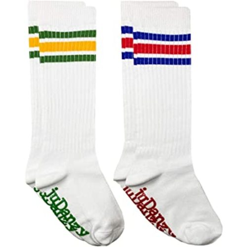 juDanzy 2 Pack of Baby, Toddler and Kids Knee High Tube Socks for Boys and Girls with Grips