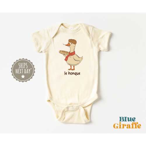 French Goose Natural Baby Onesie 6-12 month natural long slees