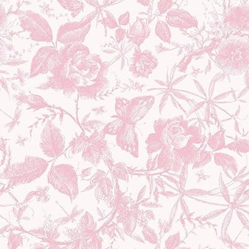 JiffDiff Pink Rose Floral Vintage Peel and Stick Wallpaper,15.8" x 118"