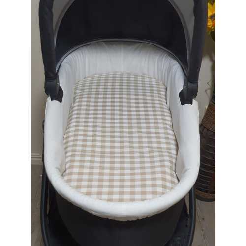 Pram/stroller bassinet liner-Lion brown gingham-Australian made
