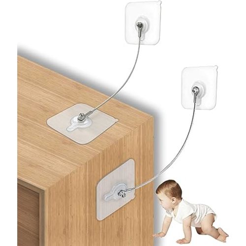 10 Pack, 8 inches Furniture Anchors Kit for Baby Proofing, Adhesive TV Safety Straps Use to Prevent Falling and Anti Tip, No Drill Dresser Or Cabinet to Wall Anchors (xicveiuz)