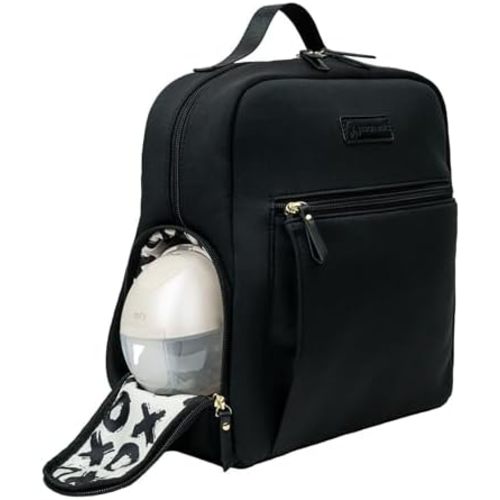 Sarah Wells Mini Breast Pump Bag – Fifi Small 13" Neoprene Backpack for Wearable & Portable Pumps – Lightweight, Insulated Pocket, 13” Laptop Sleeve, Machine-Washable (Black)