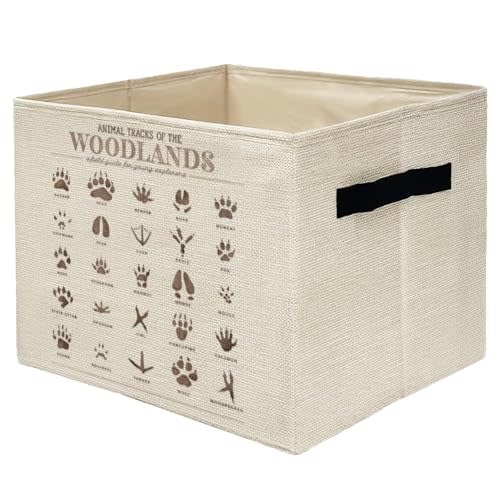 ATBWGT Animal Nursery Kids Storage Bins Box, Toybox for Boys Girls, Forest Animal Tracks Foldable Storage Baskets Organizer for Bedroom Bathroom Kids Room Dorm Clothes Toys Books