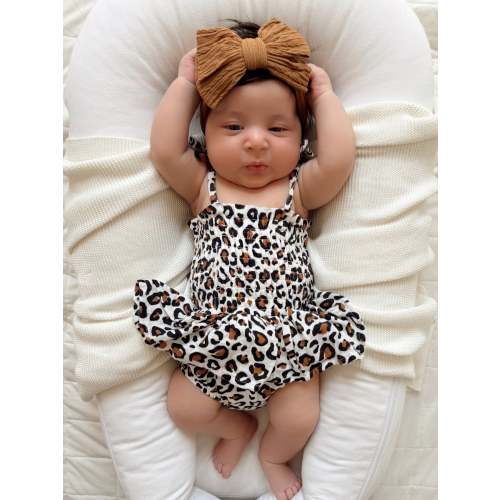Leopard / Muslin Smocked Bubble w/ Skirt