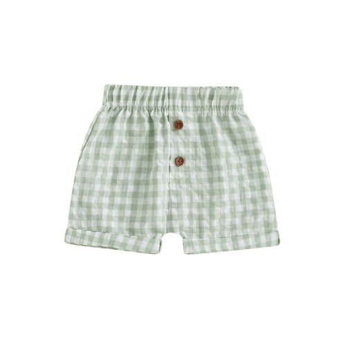 Suealasg Summer Shorts for Toddler Baby Boy Girls Plaid Print Single Piece Short Trousers