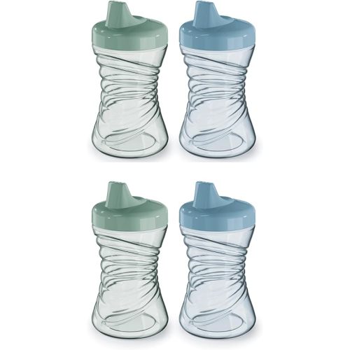 NUK First Choice Fun Grips Hard Spout Straw Cup 2.0, 10 oz. Sippy Cup with Handles, 4-pack